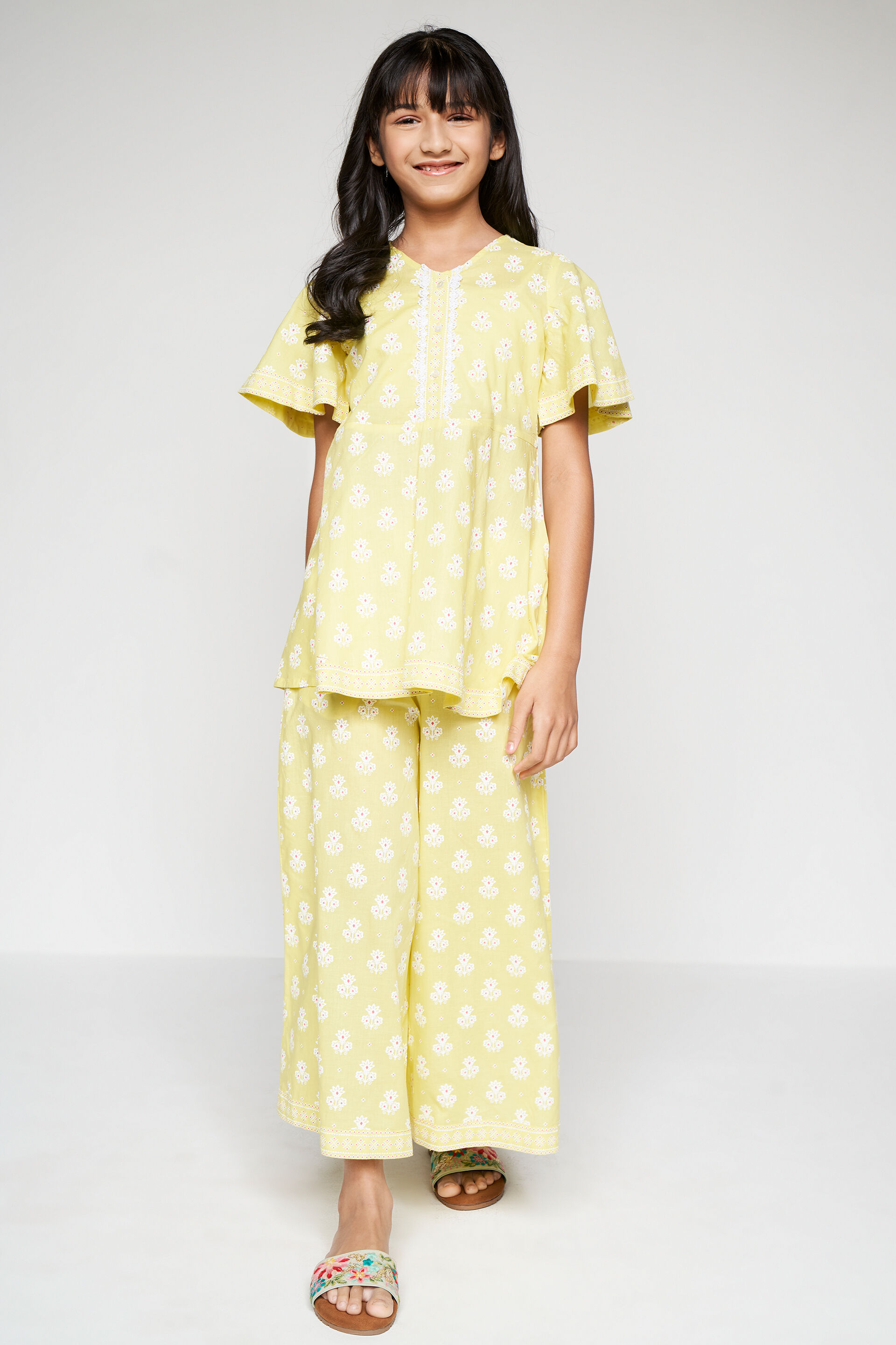 Lemon Kurta-Pallazo Set, Lime Green, image 3
